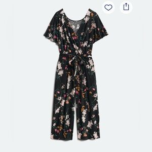 Kaileigh Black Floral Knit Jumpsuit Size 1X
